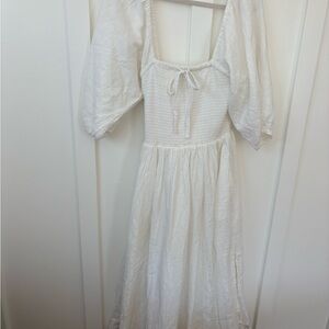 Quince White gauze dress size small